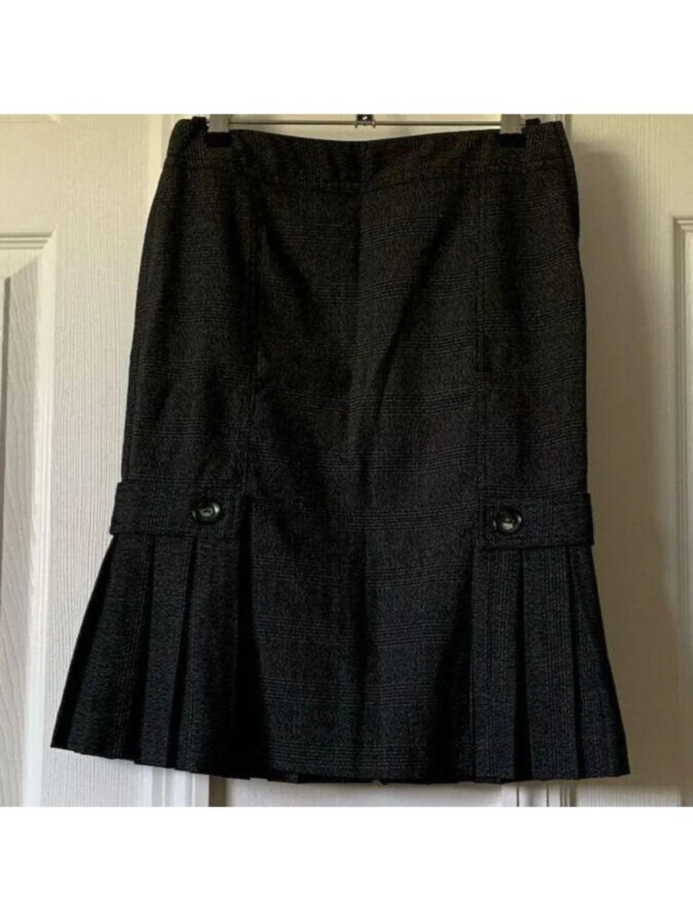 BCX Black Pleated Skirt with Button Detail